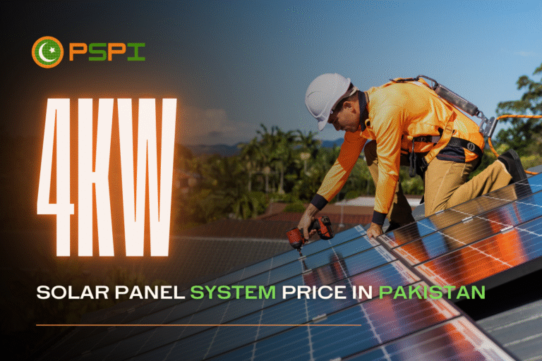 Technician installing a 4kW solar panel system in Pakistan on a residential rooftop.