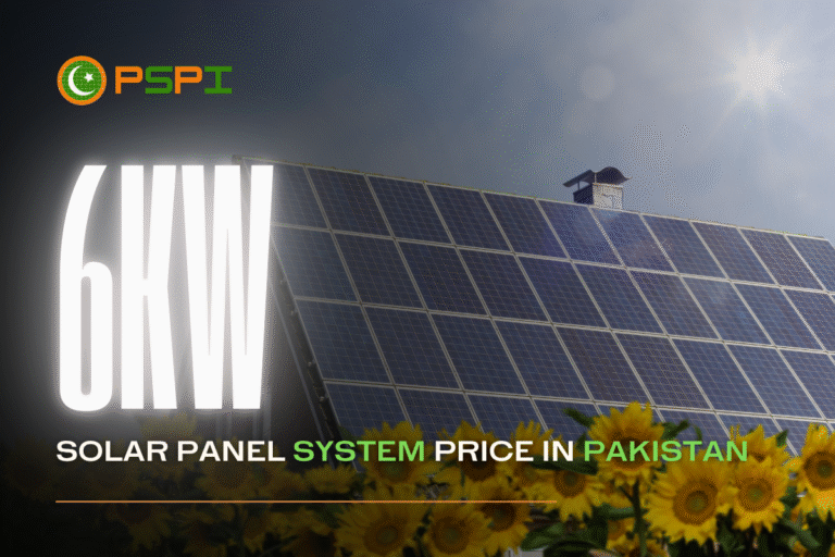 Rooftop with installed 6kW solar panel system in Pakistan during a sunny afternoon.