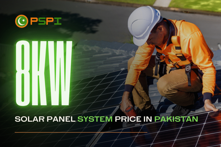 Technician installing 8kW solar panel system on a rooftop in Pakistan – showcasing 8kW Solar Panel System Price in Pakistan for residential setups.